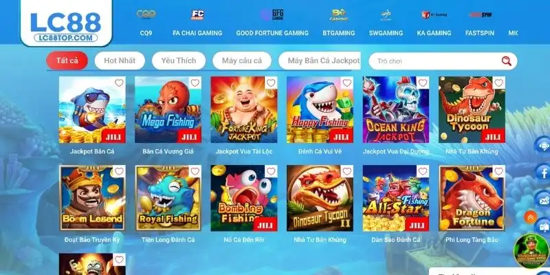 Nhiều trò chơi bắn cá thú vị tại sảnh JILI