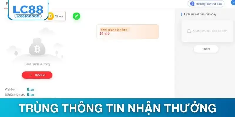 Đảm bảo thông tin nhận thưởng cần trùng khớp