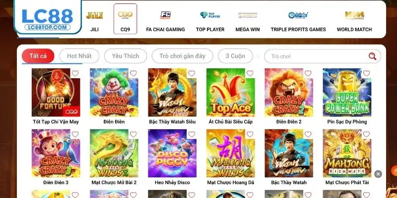 Sảnh nổ hũ CQ9 với nhiều tựa game khủng