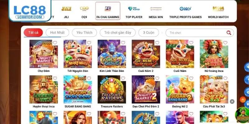 5 tựa game không thể bỏ qua tại nổ hũ LC88 FA Chai